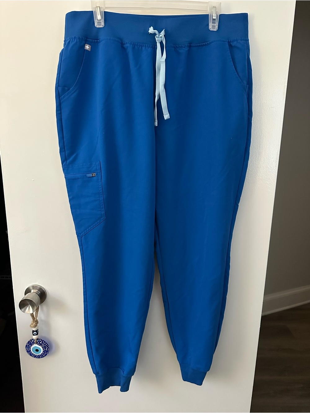 Figs Royal Blue Jogger Pants with Light Blue Drawstring